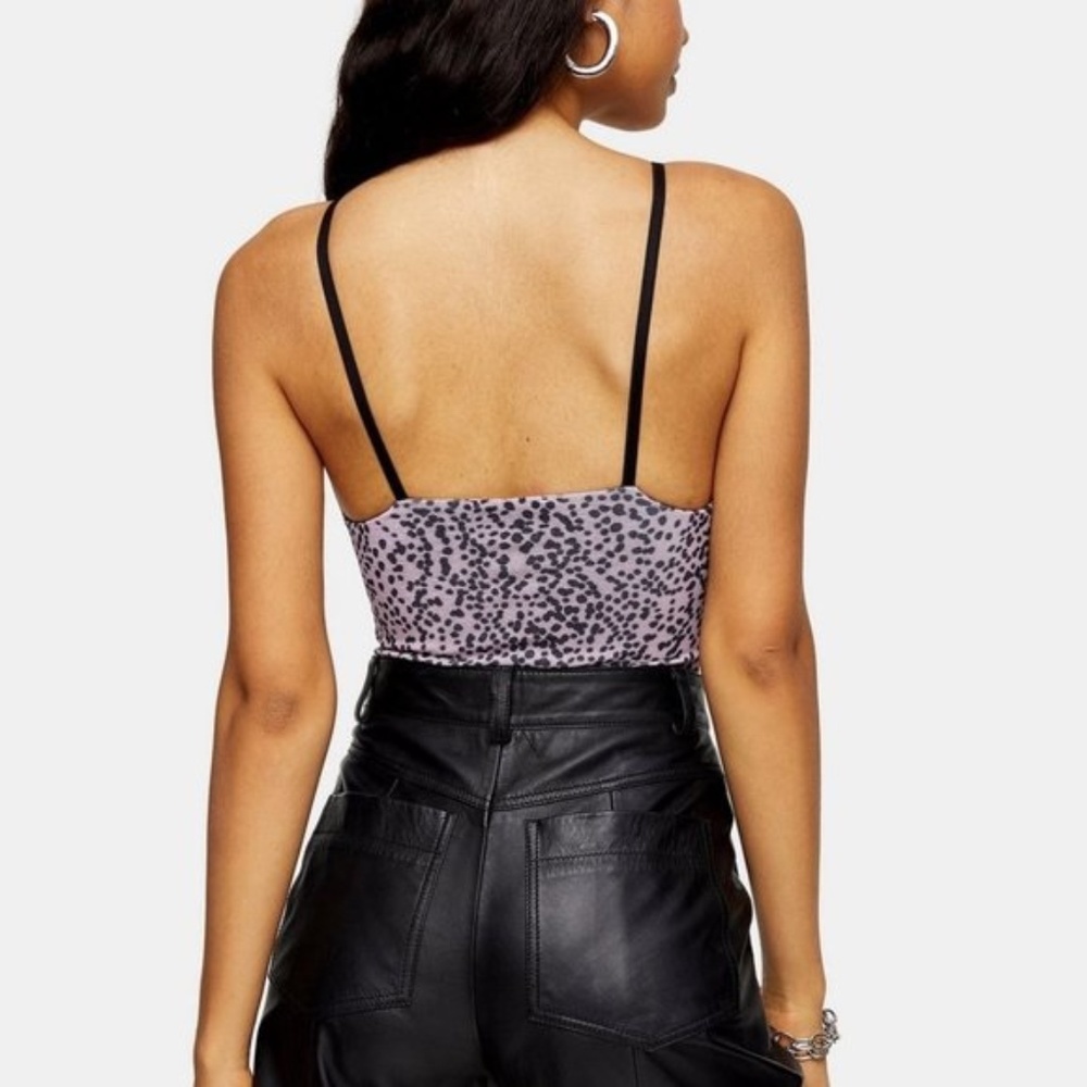 TOPSHOP Ruched Spot Print Bodysuit - Picture 2 of 7